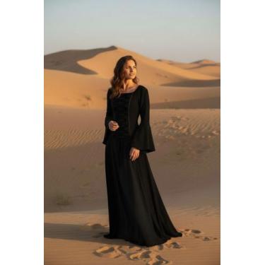 Imagem de Vestido medieval viscolycra halloween preto bruxa - Princesa Urbana, M