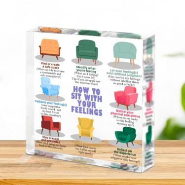 Imagem de Sit With Your Feelings Therapy Decor Gift, Counselor Office Mental Health Acrílico, Processamento de Emoções, Terapia Cognitivo-Comportamental, Presentes Acrílicos para Amigos, Mãe, Irmã, Colega de