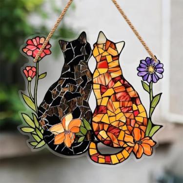 Imagem de 1 peça para pendurar apanhador solar de acrílico colorido, decoração de janela de 18 cm com design de vitral impresso, arte de parede de arco-íris, ideia de presente e ornamento de jardim, uso interno