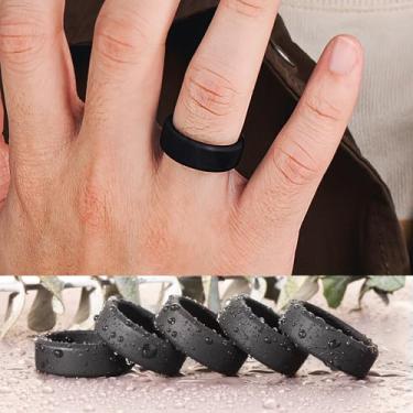 Imagem de Aliança de casamento de silicone masculina feminina preta de borracha flexível de plástico temporário nº 12 - Presentes de aniversário de Natal para mulheres e homens joias, Silicone, Sem pedra