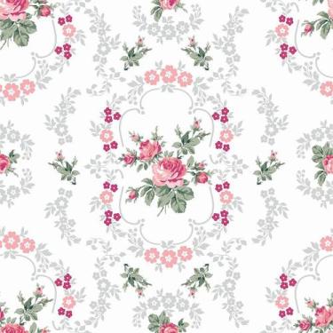Imagem de Tecido Tricoline Floral Elegance Rosa - Peripan - 50 cm x 150 cm
