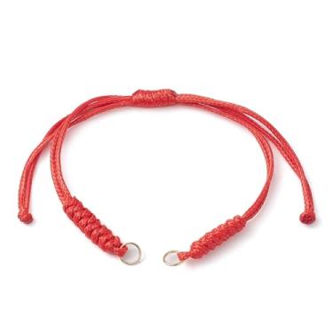 Imagem de Conjunto de 20 pulseiras ajustáveis com cordão trançado vermelho semiacabado, pulseira da amizade com anéis de salto para mulheres, lembrancinhas de festa, presente de aniversário, 27 cm