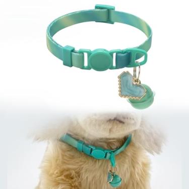 Imagem de Coleira para animais de estimação de cor gradiente ajustável com sino simples versátil para gatos, cães, férias, uso diário, serve para circunferência do pescoço de 19 a 30 cm