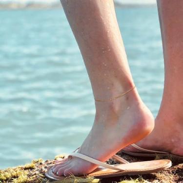 Imagem de Tornozeleira dourada feminina corrente cubana facetada 2,25 mm