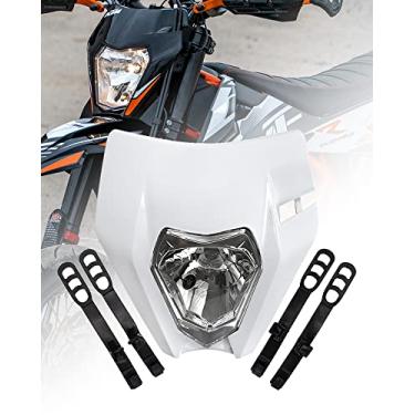 Imagem de XINGWU Kit de farol de bicicleta Dirt Bike, farol de LED para Pit Bike, farol universal para motocicleta, farol frontal, kit de lâmpada de cabeça de motocicleta para a maioria das motos de sujeira (branco, normal (XWLIGA)