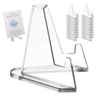 Imagem de Suporte de exibição de cartão de 30 peças, pequeno suporte transparente de 5 cm, organizador de cartões de visita de acrílico, mini cavalete transparente para moedas, porta-fotos de mesa para medalhas