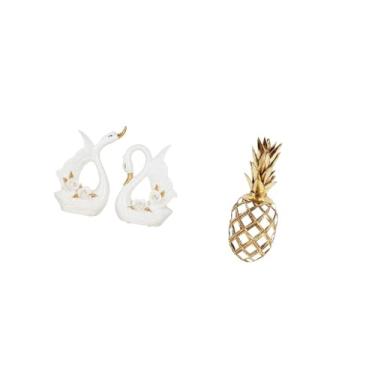 Imagem de Fenteer Elegante Cisne de Cerâmica E Estatueta de Resina Dourada, Ornamento Decorativo de Escultura Animal para Estante, Armário, Escritório, Quarto, Sala de