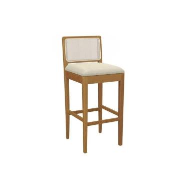 Imagem de Banqueta De Cozinha Sara Madeira Maciça 1bmm005ca 1 Un Carvalho-linho Bege Argila-tela Bege - Kappesberg