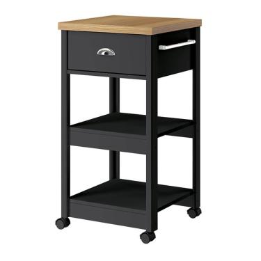 Imagem de Aparador Carrinho Café 1 Gaveta 45 Cm Ba130 Preto Dtall