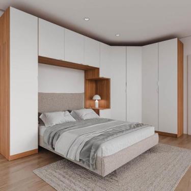 Imagem de Guarda Roupa Modulado de Canto 10 Portas 5 Peças e 2 Mesas de Cabeceir