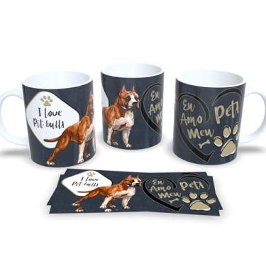 Imagem de Caneca de Porcelana Estampa Cachorro Pet Dog (I Love Pit Bull)