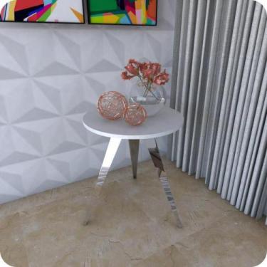 Imagem de Mesinha Lateral De Canto Para Sala e Quarto Redonda C.B - MetalCromo