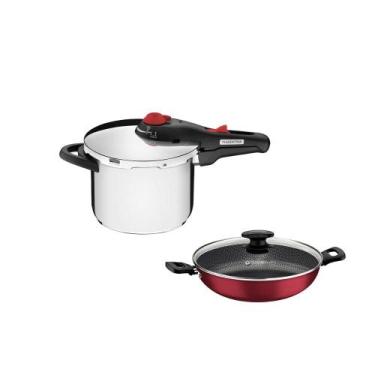 Imagem de KIT - Panela de Pressão 6l Solar + Panela Wok Alumínio Loreto 28cm Ver