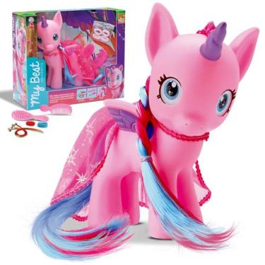 Imagem de Unicórnio De Cabelo Colorido Grande, Brinquedo Para Pentear - Bee Toys