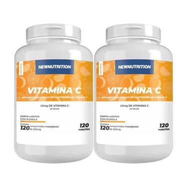 Imagem de Kit 2X Vitamina C 45mg - 120 Comprimidos Mastigáveis Laranja com Acerola - NewNutrition-Masculino