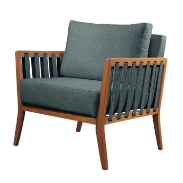 Imagem de Poltrona Helena Luxo Madeira Maciça Castellar Móbile Linho Azul Linho Azul