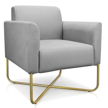 Imagem de Poltrona Base Industrial X Dourada Maressa S10 Cinza