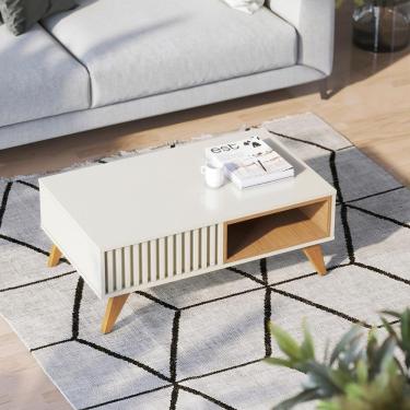 Imagem de Mesa De Centro Retangular 1 Nicho Jeri Off White Freijó Off White Freijó