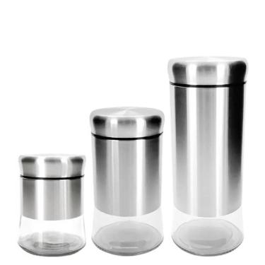 Imagem de Potes Herméticos Facile Vidro/Inox 420/640/870Ml