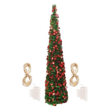 Imagem de Árvore de Natal com luzes – Árvore de Natal realista com glitter | Decoração de plantas de 1,8 m para decoração de quarto interno, mesa de trabalho, externa, decoração de Halloween