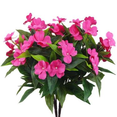 Imagem de Flores artificiais de Impatiens FAICOIA para exterior (2 ramos)