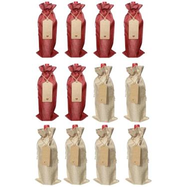 Imagem de Pacote com 12 sacos de presente de azeite de oliva de serapilheira premium com etiquetas de presente – Capas reutilizáveis de juta com cordão, ideais para Natal, casamentos, festas, degustações às