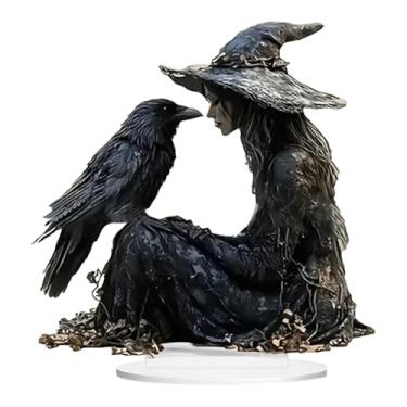 Imagem de Decoração de mesa de Halloween | Peça central de mesa de acrílico 2D, enfeite de Halloween gótico de corvo de bruxa para mesa de cabeceira prateleira dormitório estúdio carro cozinha banheiro interno