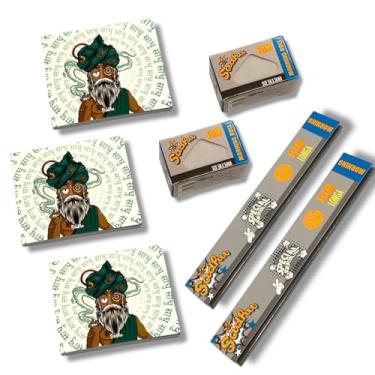 Imagem de Sadhu Morning Kit de Seda e Piteiras, Conjunto com 2 Sedas de Metro Slim, 2 Sedas Longas Slim e 3 Blocos de Piteiras Mega Large com Adesivo Sortido