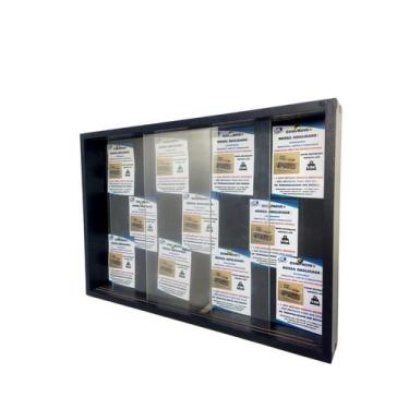 Imagem de Quadro De Avisos Mdf Preto Porta De Vidro Temperado 40X60 Cm - Sr Fabr