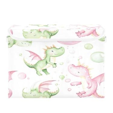 Imagem de SEHANY Cestas de armazenamento engraçadas de dinossauro com tampas, organizador de caixa de armazenamento dobrável, caixas de armazenamento de armário de tecido para roupas cobertor de escritório