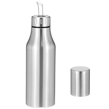 Imagem de QWORK Garrafa dispensadora de azeite de oliva de aço inoxidável 304, decantador de óleo de 740 ml com bico de despejo fácil, design antigotejamento, galheteiro de óleo de 750 ml para cozinha e molho
