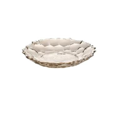 Imagem de hezhuhe2258 Tigela de frutas Prato decorativo feito de vidro Prato de lanche doméstico Prato de lanche Prato de doces Prato de frutas Mesa Decorativa (Grande)