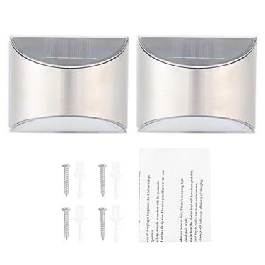 Imagem de KIMISS Luzes de Segurança de Cercas Solares de Aço Inoxidável - Parede de LED e Lâmpadas de Etapa de Lâmpadas para Uso Ao Ar Livre, Instalação Resistente Ao Clima e Fácil