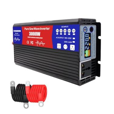 Imagem de 12V TO 110V 60HZ,Inversor de onda senoidal pura de 1500 W/3000 W (pico), conversor de CC 12 V-72 V para CA 110 V com display LCD e tomadas CA para camping, viagens em trailers - 60 Hz