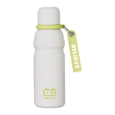 Imagem de MotiveTech Garrafa de água térmica de aço inoxidável de 600ml para carro, esportes e atividades ao ar livre, Branco