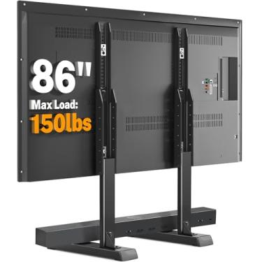 Imagem de 5Rcom Suporte de TV universal, pernas de TV grandes para TVs curvas planas de 93 a 86 cm com gerenciamento de cabos, suporte de mesa de ajuste de altura para 68 kg, preto