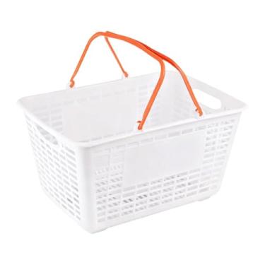 Imagem de Fenteer Cesta de compras, organizador de supermercado, suporte de armazenamento, cestas de armazenamento, cesta de mantimentos para vegetais, porão, armário, Laranja