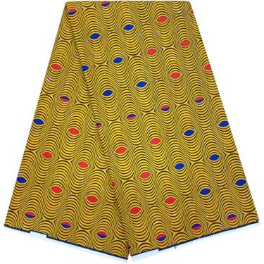 Imagem de HongyuAmy Tecido estampado africano Ankara Wax Fabrics Kente 100% poliéster 6 jardas (A21)