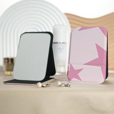 Imagem de Espelho de maquiagem portátil Millennium Y2K Pentagram Series, mini espelho portátil dobrável, espelho de contorno quadrado portátil com flip vertical, adequado para todos em várias ocasiões