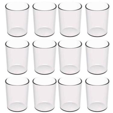 Imagem de Kit 12 Copos 400ml Transparente Plástico Escolar Refeitórios Servir Ág