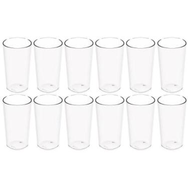 Imagem de Kit 12 Copos Altos 500ml Plástico Incolor Long Drink Crippa Refeitório