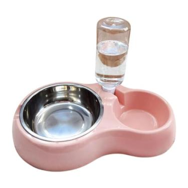 Imagem de Comedouro e Bebedouro Automático Ergonômico - Multifuncional para Cães e Gatos, Ferramenta Prática de Cuidados com Pets (Rosa)