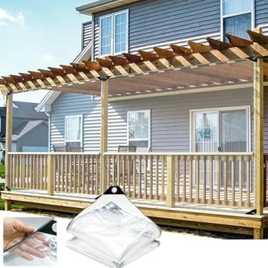 Imagem de Lona transparente resistente à prova d'água com ilhós, painéis de plástico de estufa para cobrir suprimentos de acampamento de plantas de jardim, terraço, terraço, terraço, cortinas (1, 2,9 x 5,9 m)