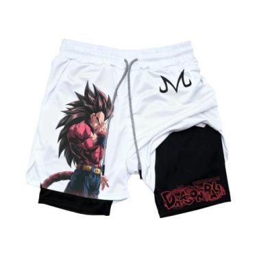 Imagem de Shorts Dupla Camada Estampados De Dragon Ball Goku Vegeta Para Homens 