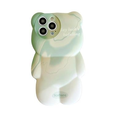 Imagem de SGVAHY Capa para iPhone 16 Pro Max Cute Kawaii Desenho 3D Verde Gradiente Urso Macio Silicone À Prova de Choque Capa Protetora para Crianças Meninas