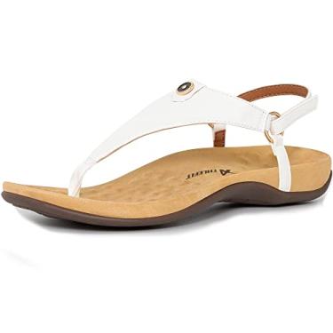 Imagem de Athlefit Sandália feminina confortável com tira em T e tira traseira sandália ortopédica suporte de arco ortopédico, 02 branco, 6.5