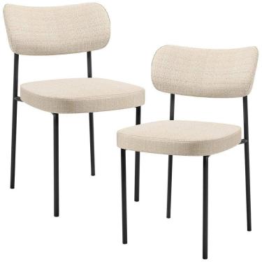 Imagem de Kit 02 Cadeiras Decorativa Estofada Para Sala De Jantar Melina L02 Linho Palha - Lyam Decor