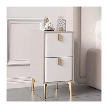 Imagem de CFGH6FDF Mesa de cabeceira de quarto elegante aparência de couro artificial para pequenos espaços, quarto, sofá, lado lateral (C30 x P 36 x A52 cm)