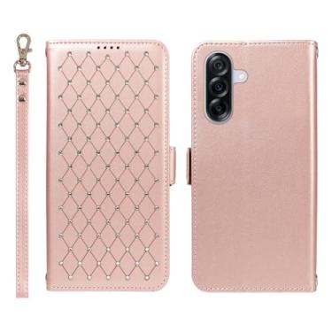 Imagem de Jcxtrombulous Capa carteira para Samsung Galaxy A36 5G com bloqueio RFID, compartimentos para cartões e suporte | Capa fólio de couro PU com alça de cordão - Capa para Galaxy A36 5G (6,7 polegadas
