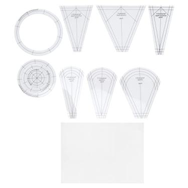 Imagem de Réguas para acolchoar, modelos de réguas de costura, 10 peças, conjunto de réguas de corte de acrílico transparente multifuncional para quilting, costura, artesanato, projetos faça você mesmo, uso